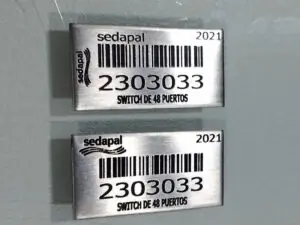 Placas de control de activos fijos en aluminio anodizado